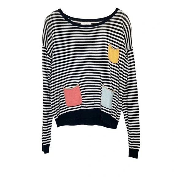 Numph‎ Anthropologie Black & White Striped Julienne Sweater - Picture 2 of 9